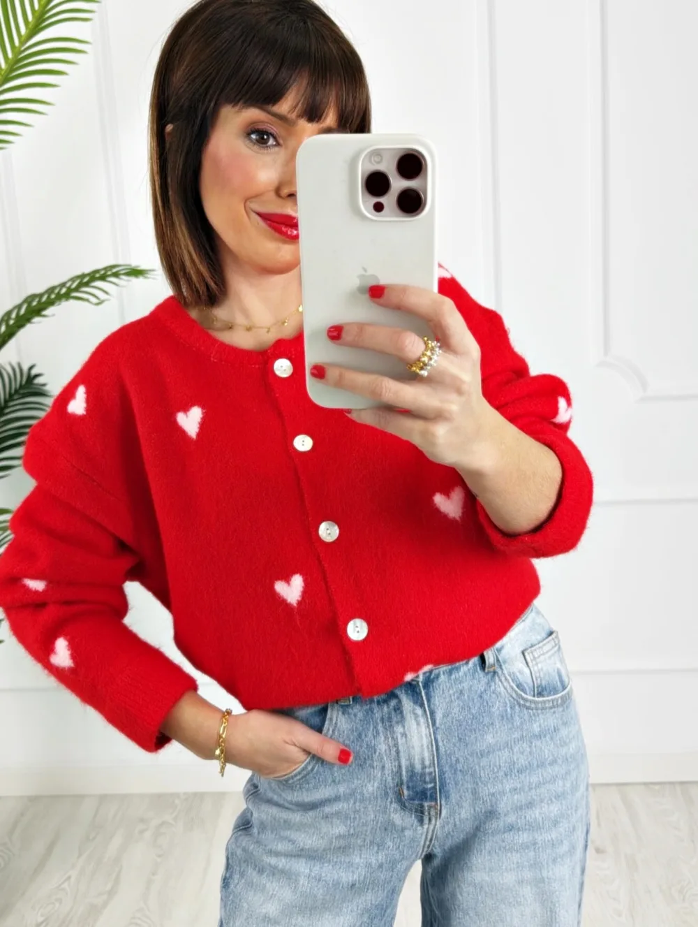 Chaqueta corazones roja