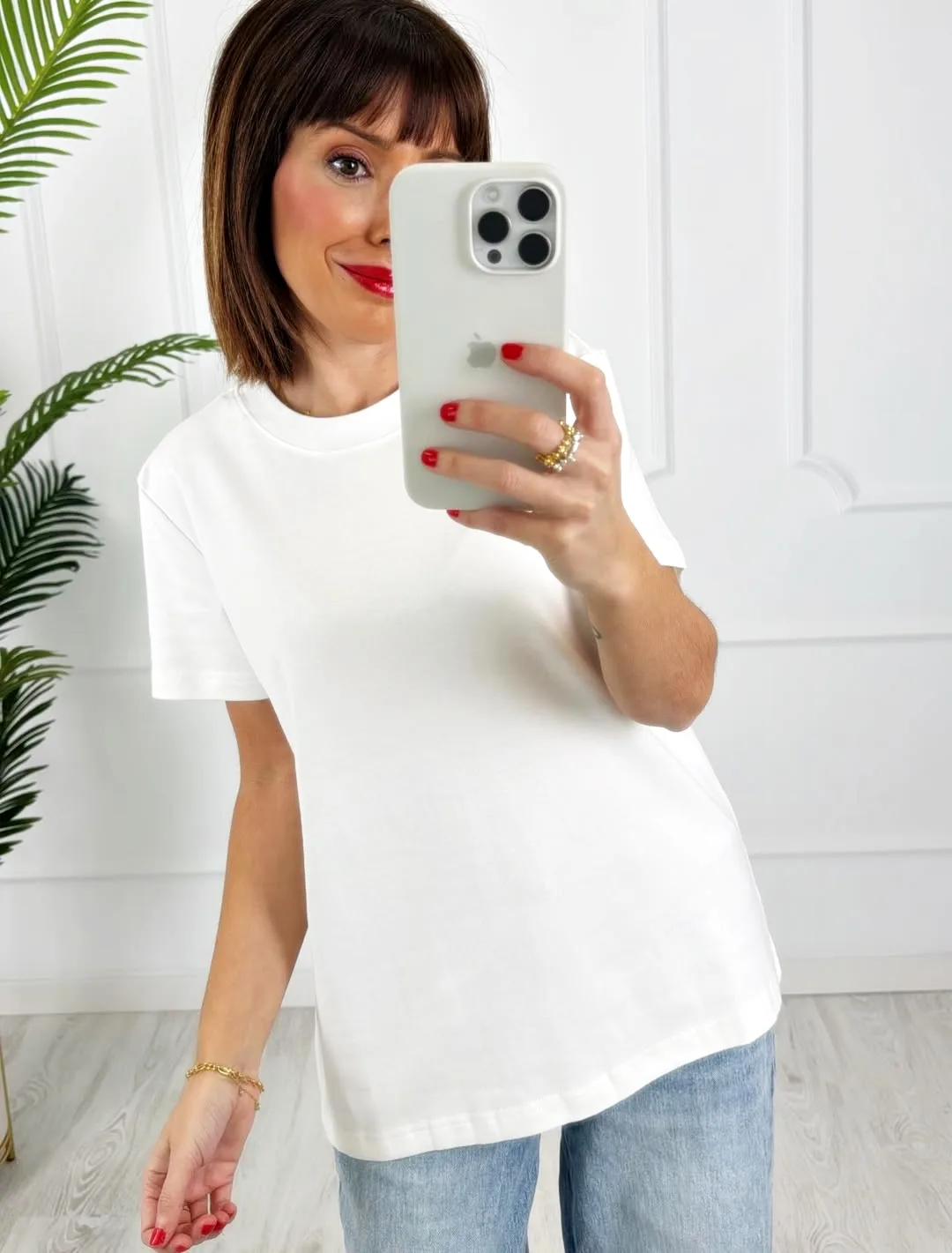 Camiseta básica cuello redondo blanca - Imagen 2