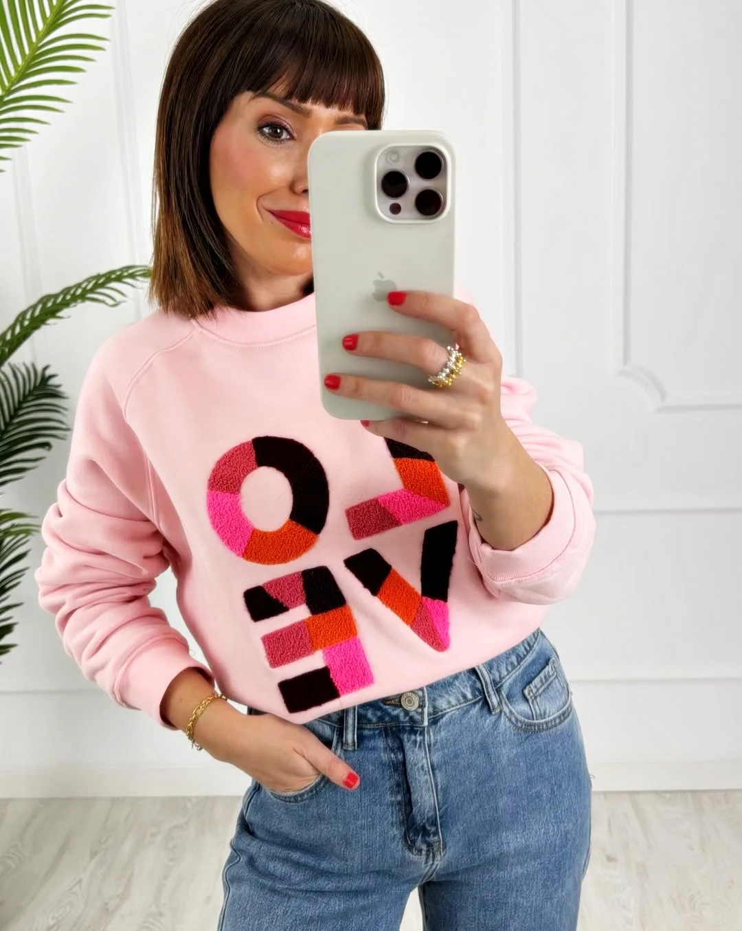 Sudadera Love rizado rosa