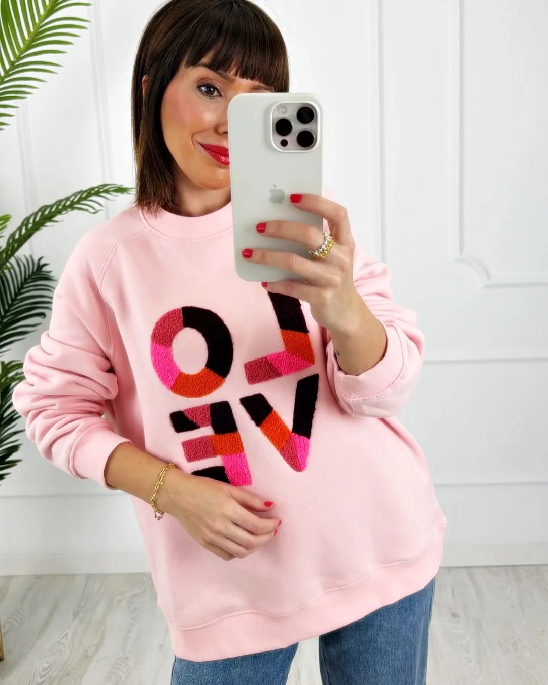 Sudadera Love rizado rosa - Imagen 2