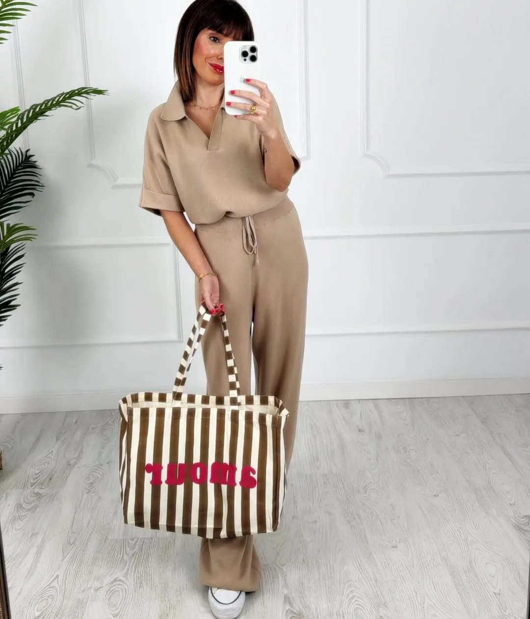 Bolso rayas Amour camel - Imagen 2