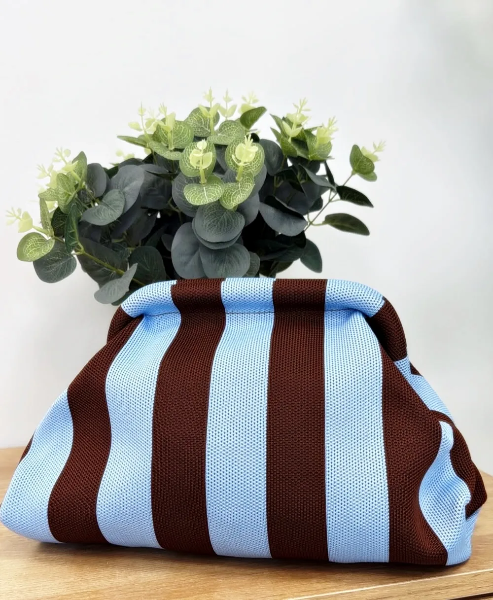 Bolso franjas azul chocolate
