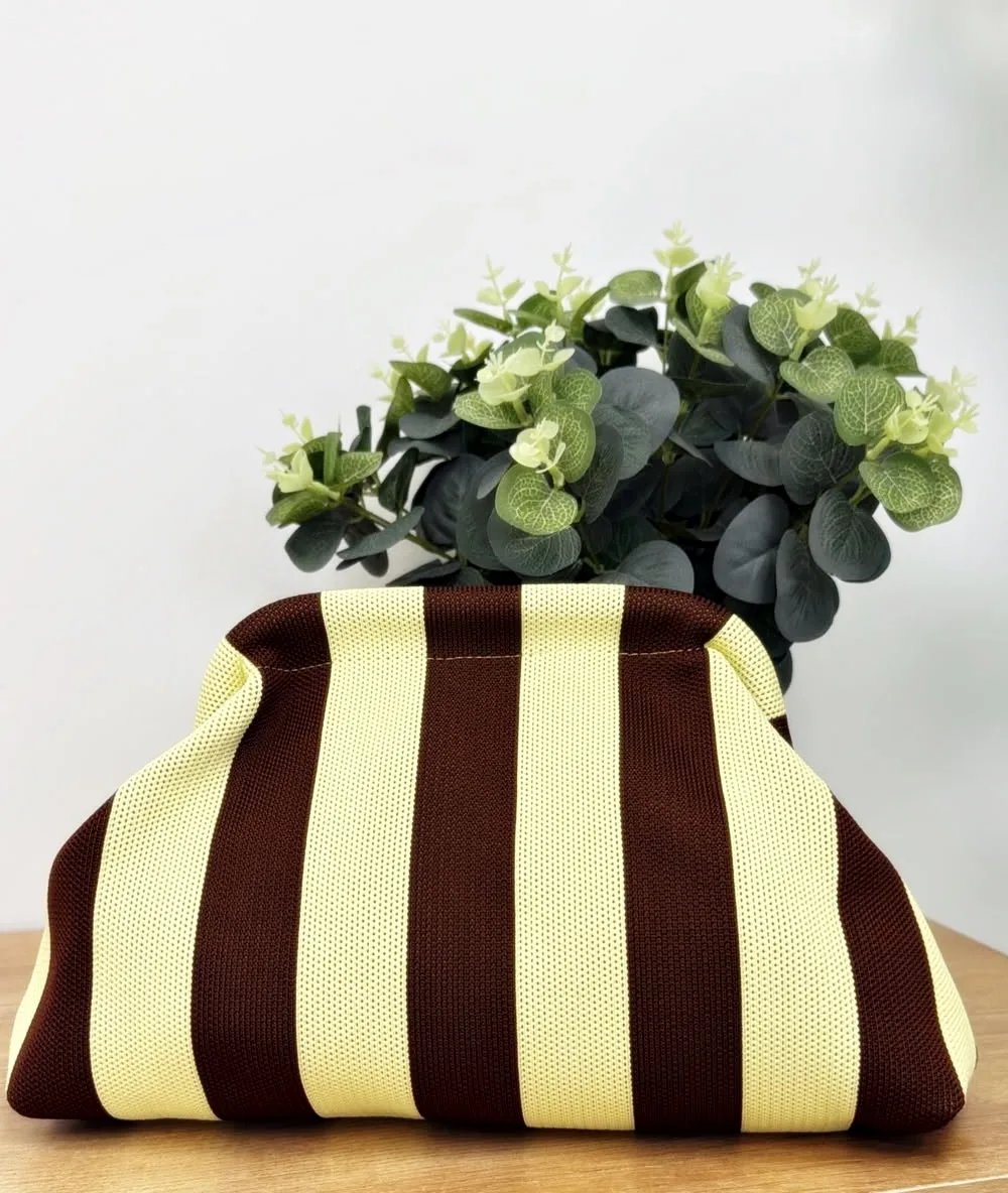 Bolso franjas chocolate amarillo