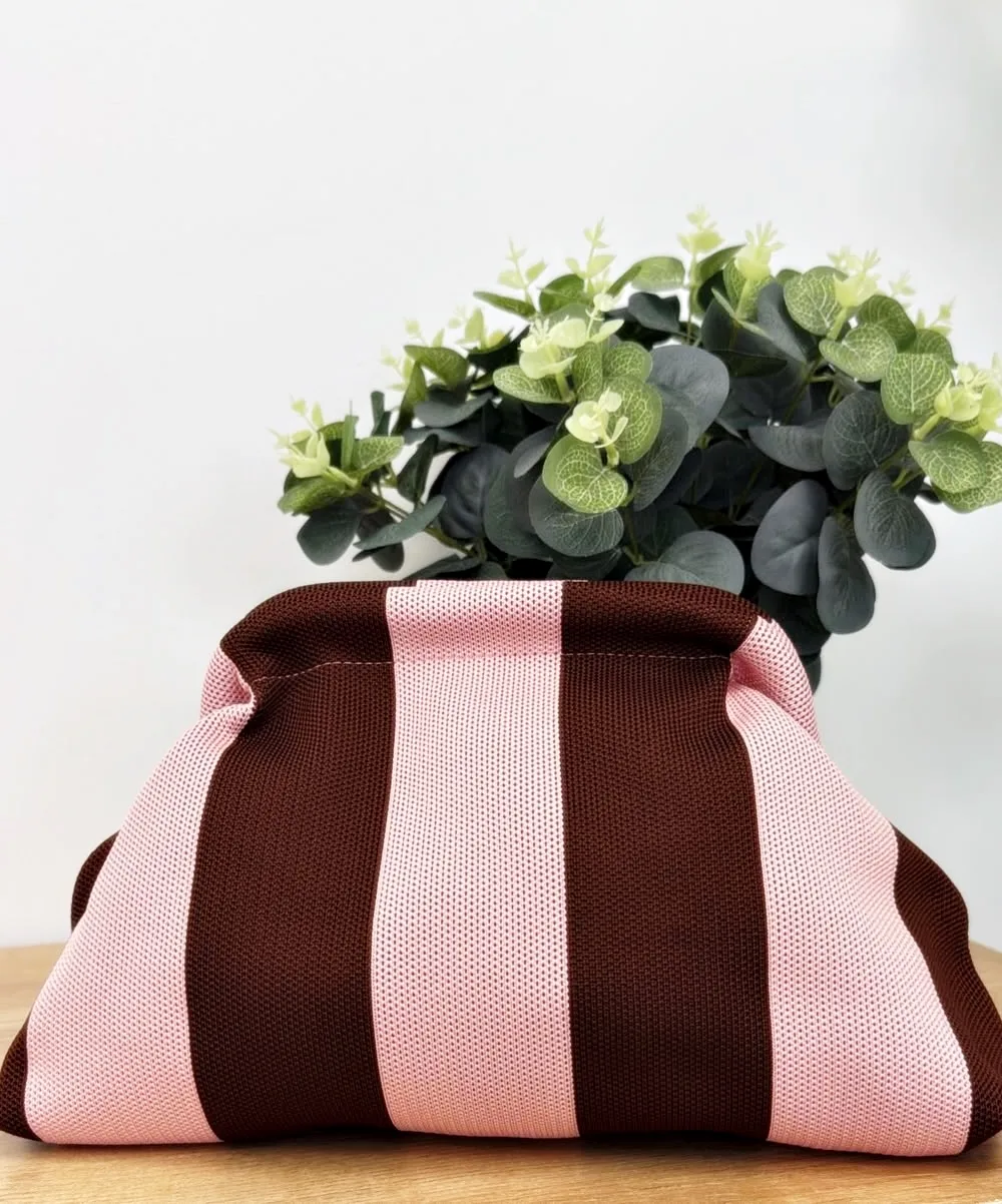 Bolso franjas chocolate rosa
