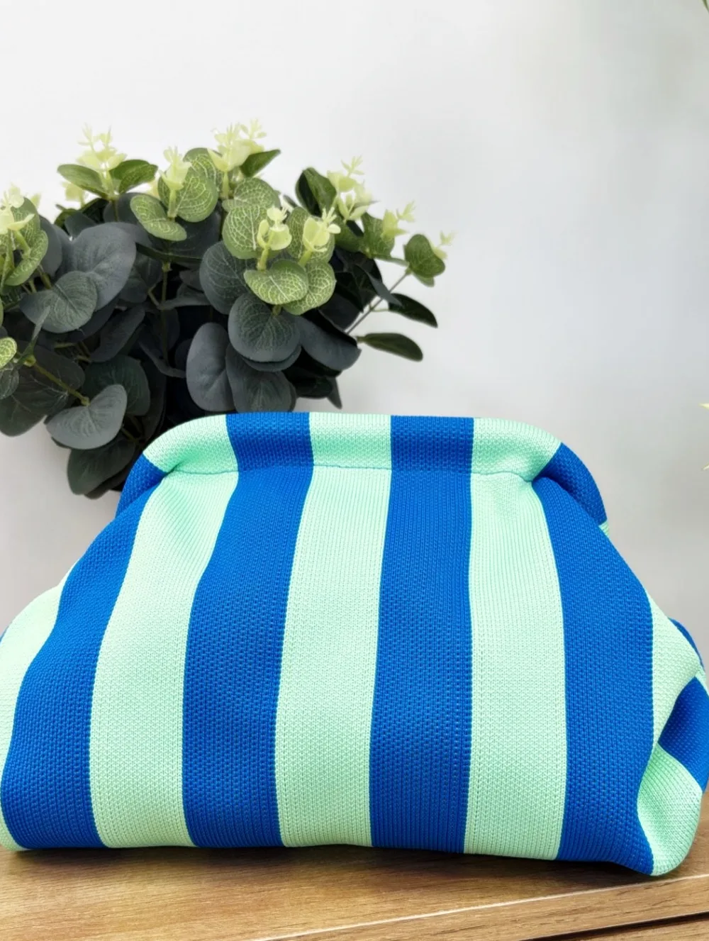 Bolso franjas azul verde agua