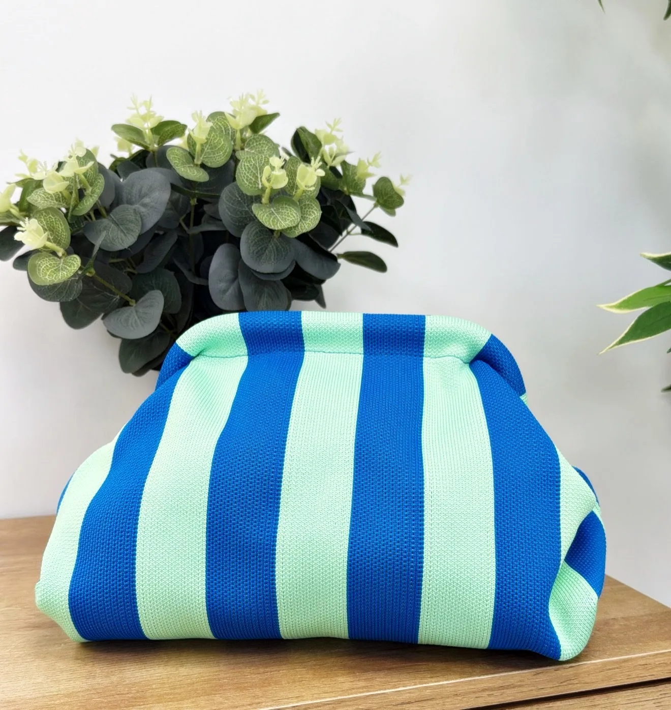 Bolso franjas azul verde agua