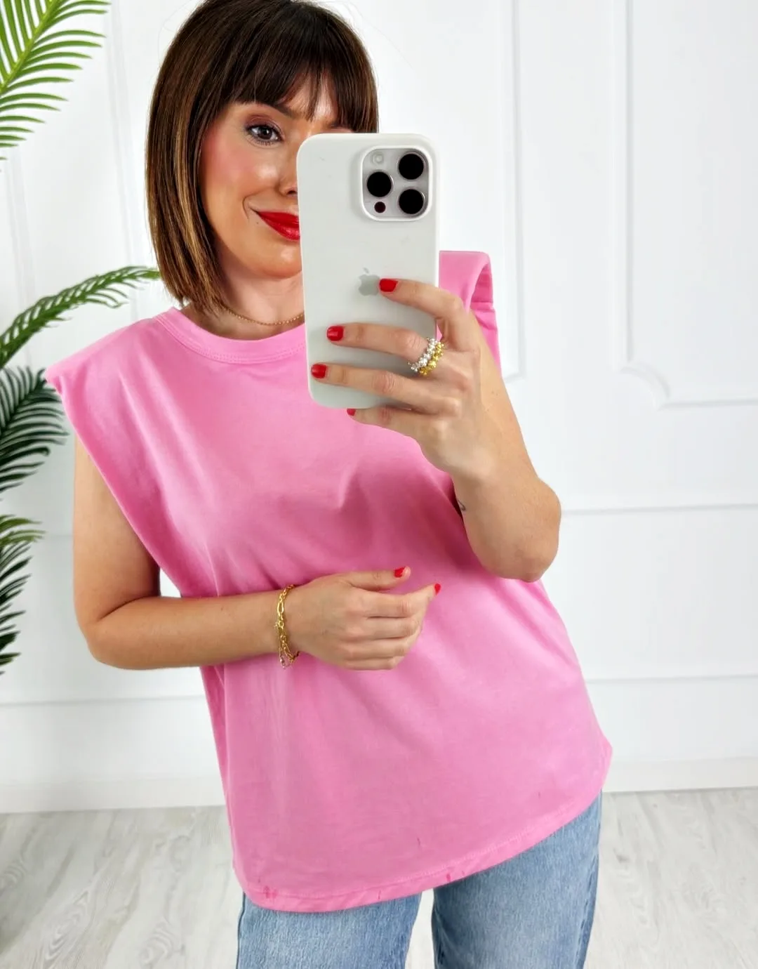Camiseta hombreras estrella rosa - Imagen 2