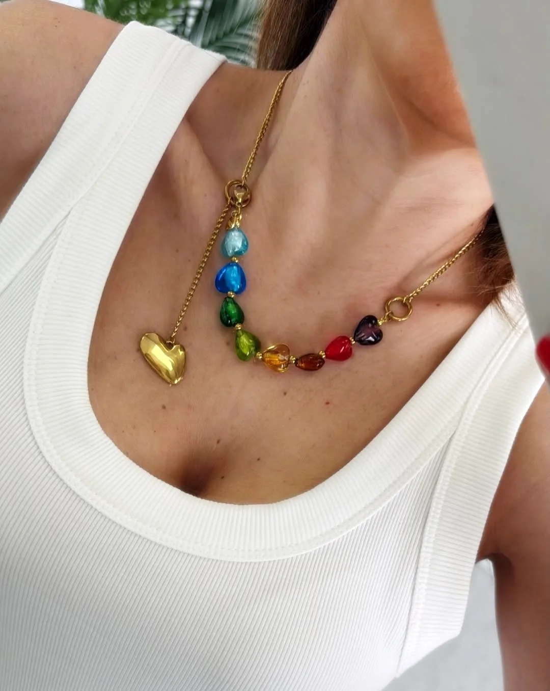 Collar corazones cristal acero
