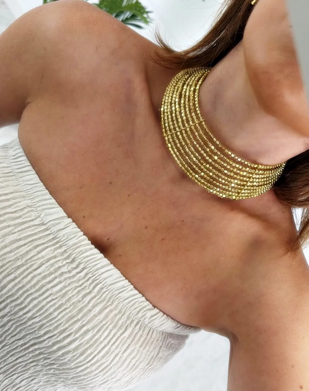 Choker abalorios dorado