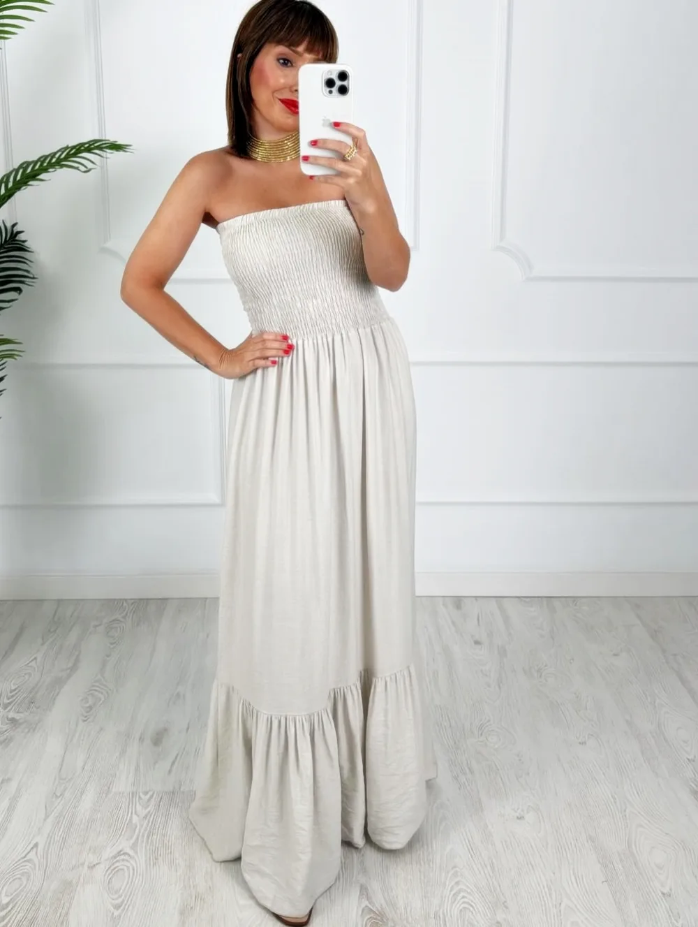 Vestido palabra beige