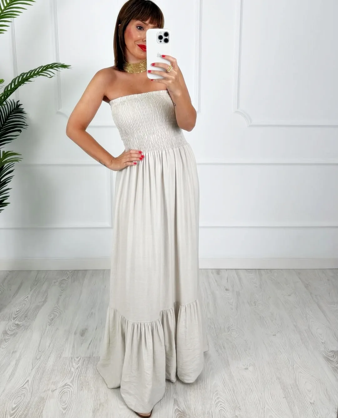 Vestido palabra beige