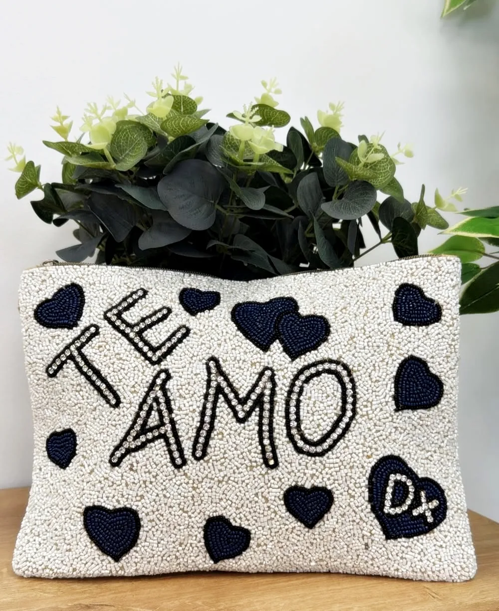 Bolso Te amo strass blanco