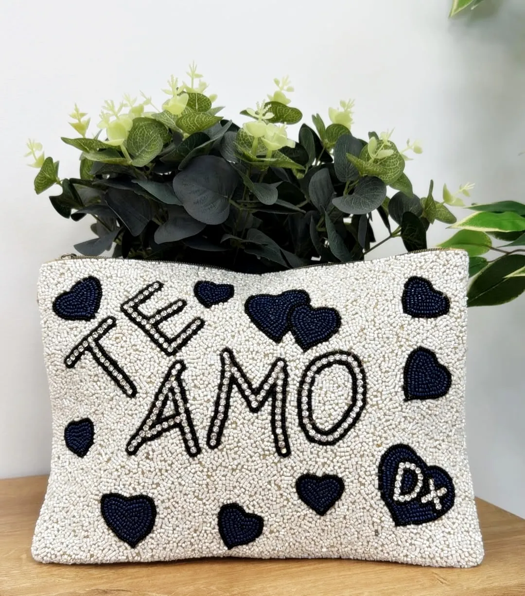 Bolso Te amo strass blanco