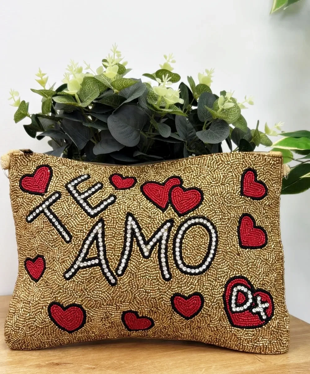 Bolso Te amo strass oro