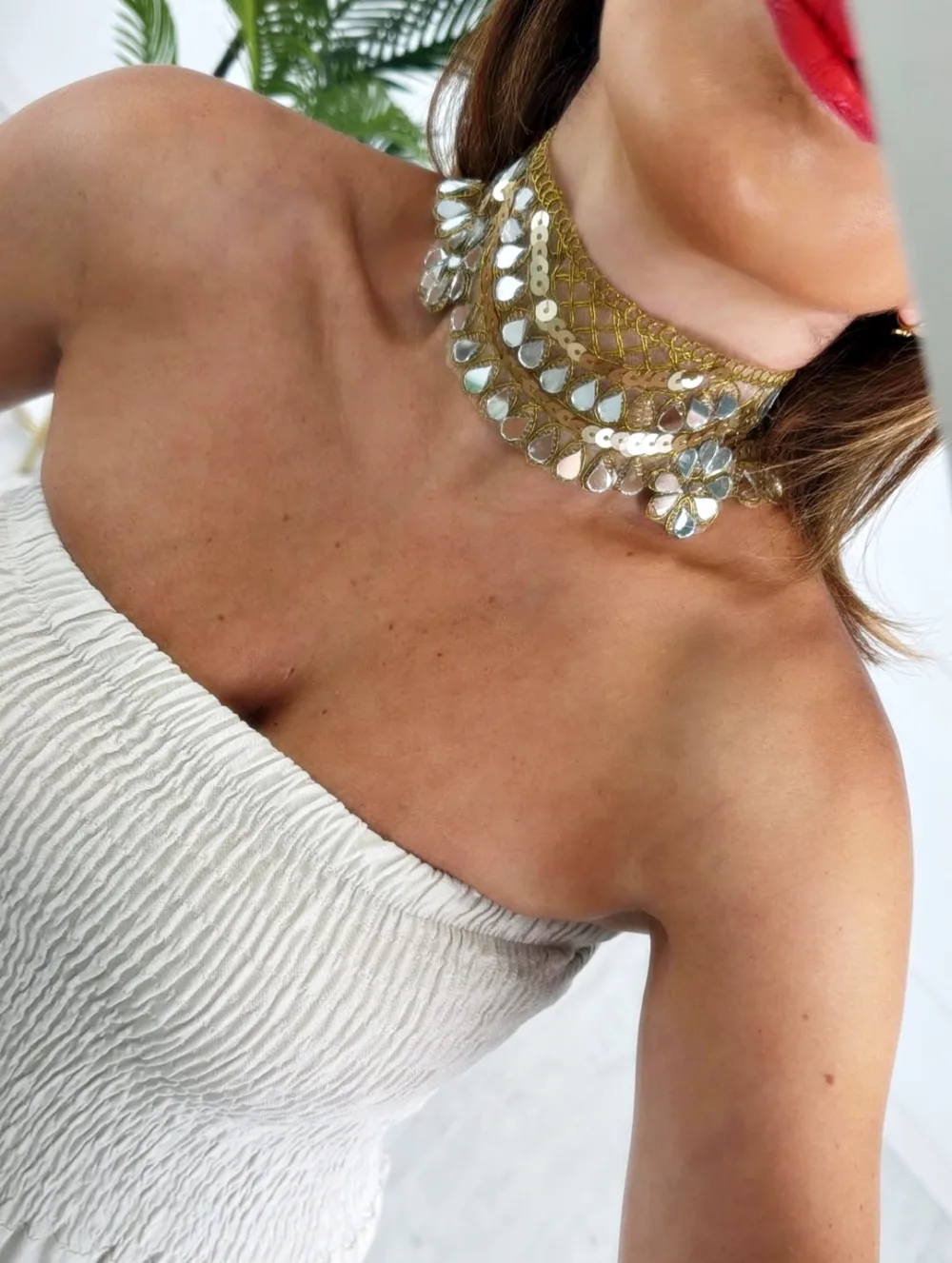 Choker espejos flores