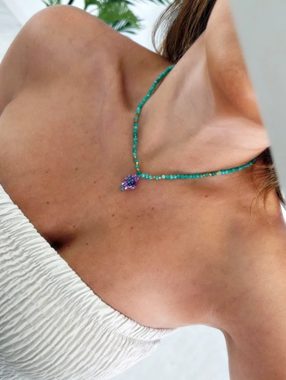 Collar cristal pez lila