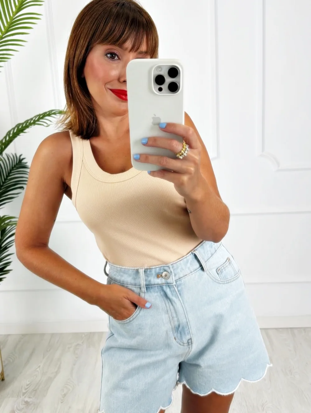 Camiseta tirante ancho new beige