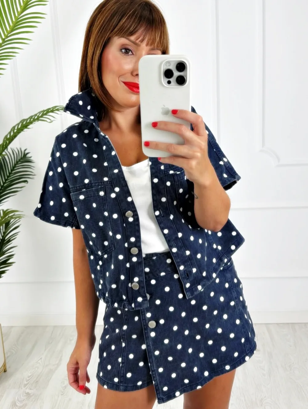 Cazadora lunares denim