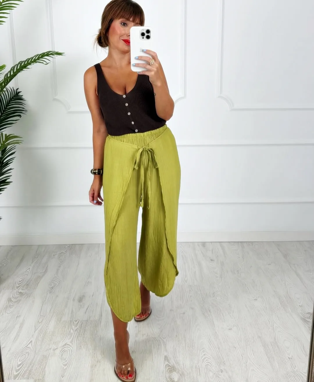 Pantalón aberturas verde