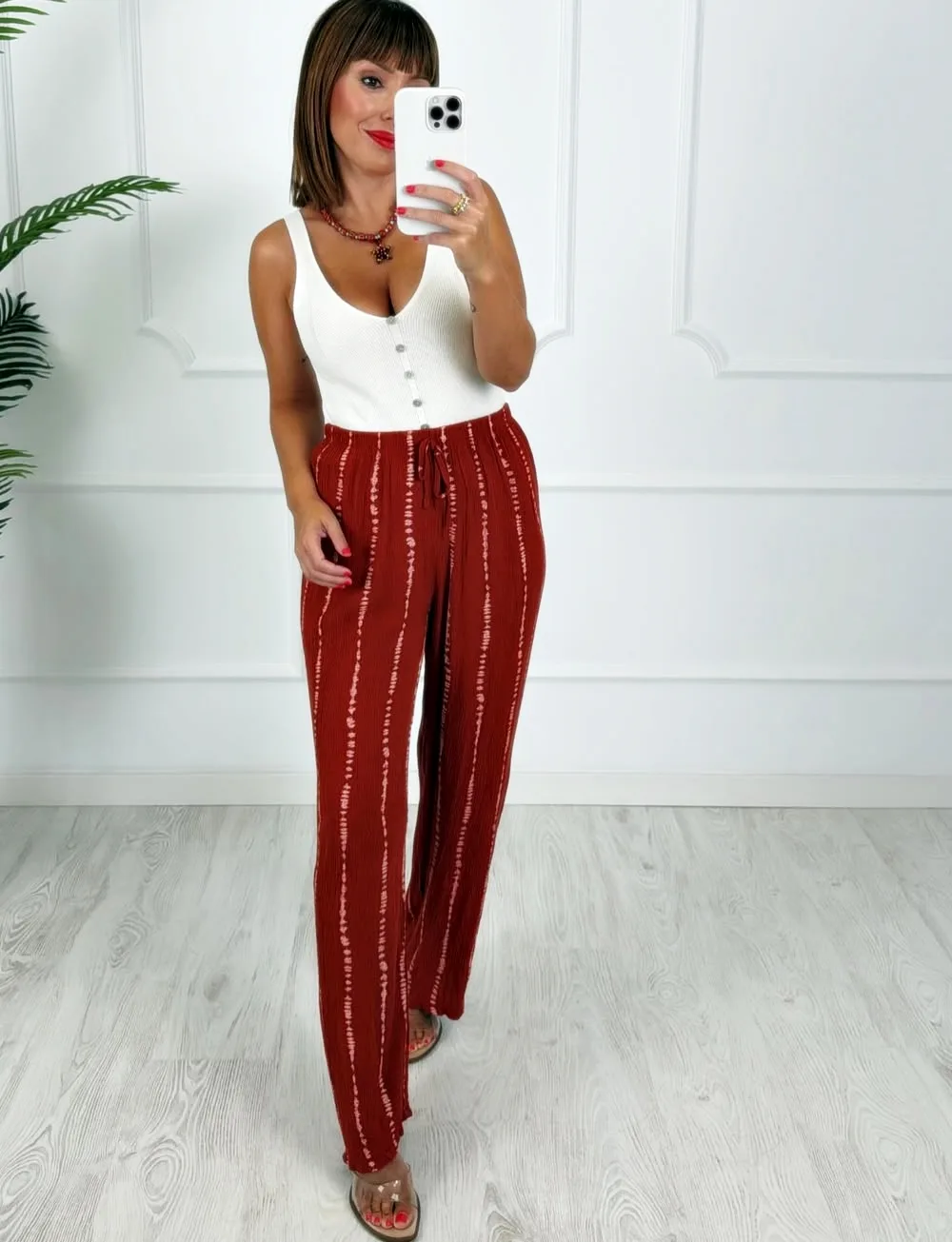 Pantalón tie dye teja