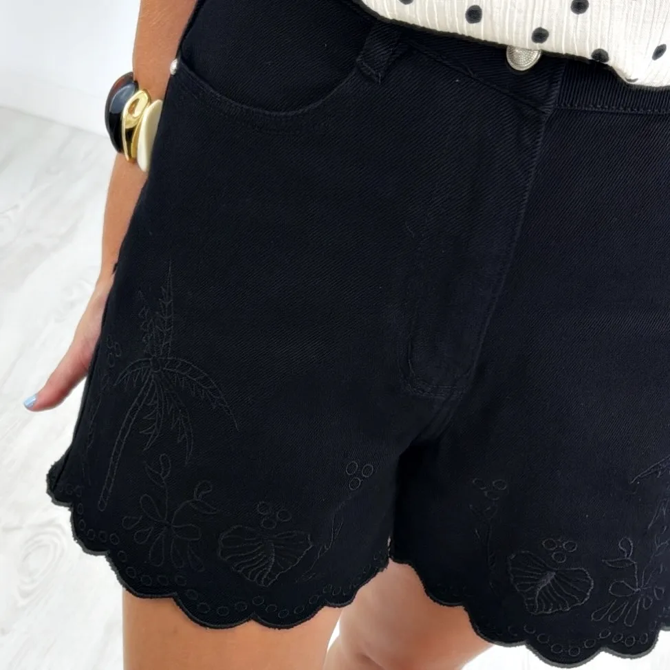 Short ondas bordados negro - Imagen 3