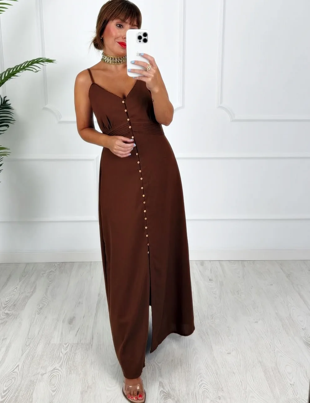 Vestido botones chocolate