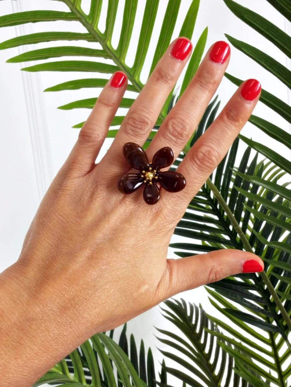 Anillo flor chocolate