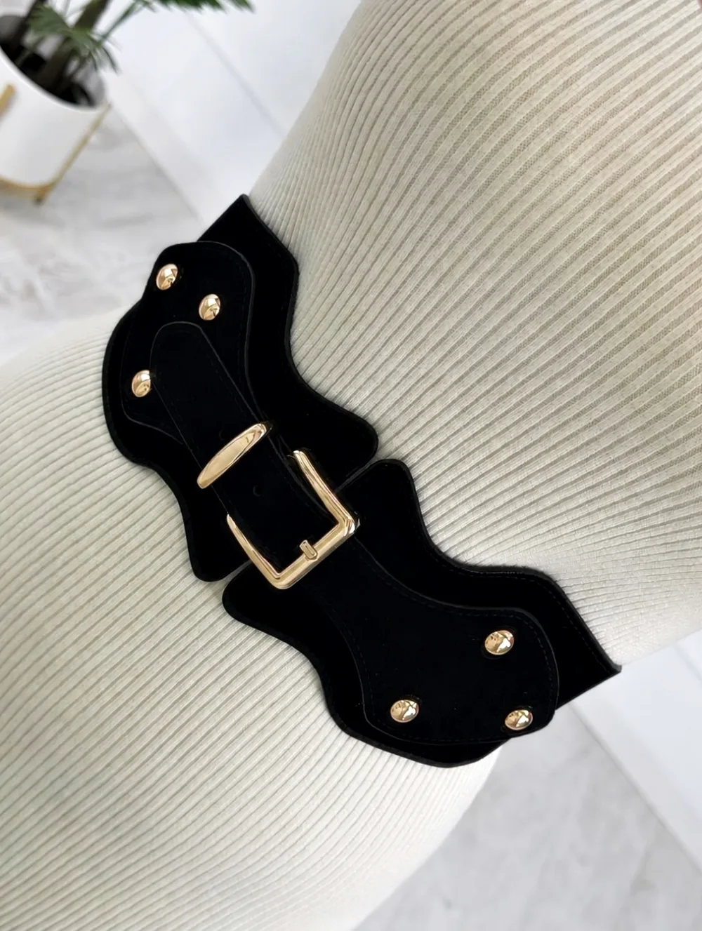 Fajín elástico tachas negro