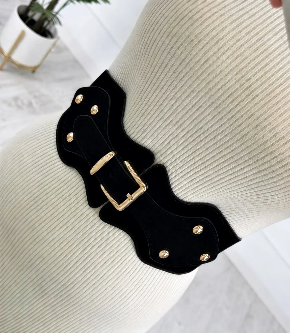Fajín elástico tachas negro