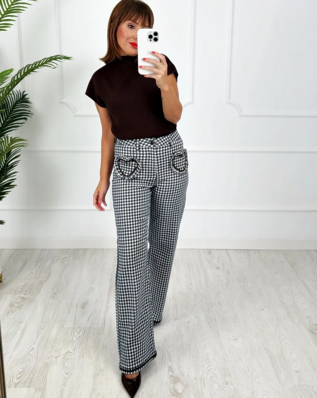 Pantalón cuadros corazones marino - Imagen 2
