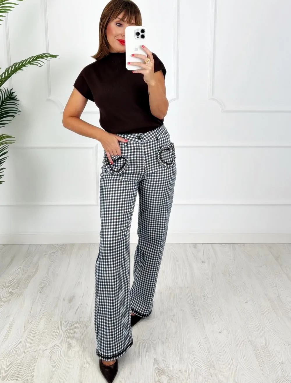 Pantalón cuadros corazones marino