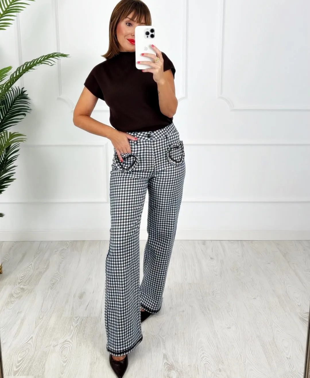 Pantalón cuadros corazones marino
