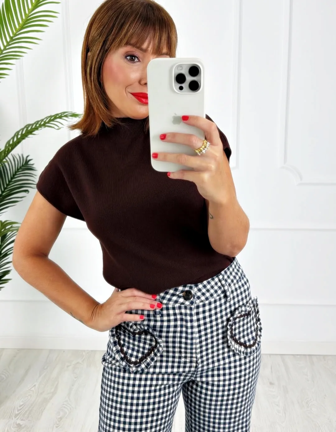Pantalón cuadros corazones marino - Imagen 3