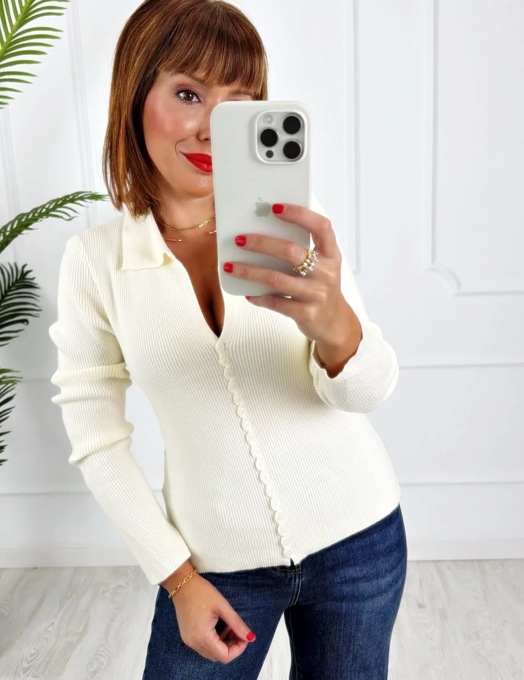 Chaqueta polo botones crudo - Imagen 2