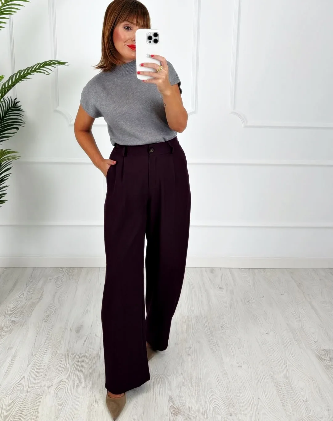 Pantalón pinza berenjena - Imagen 2