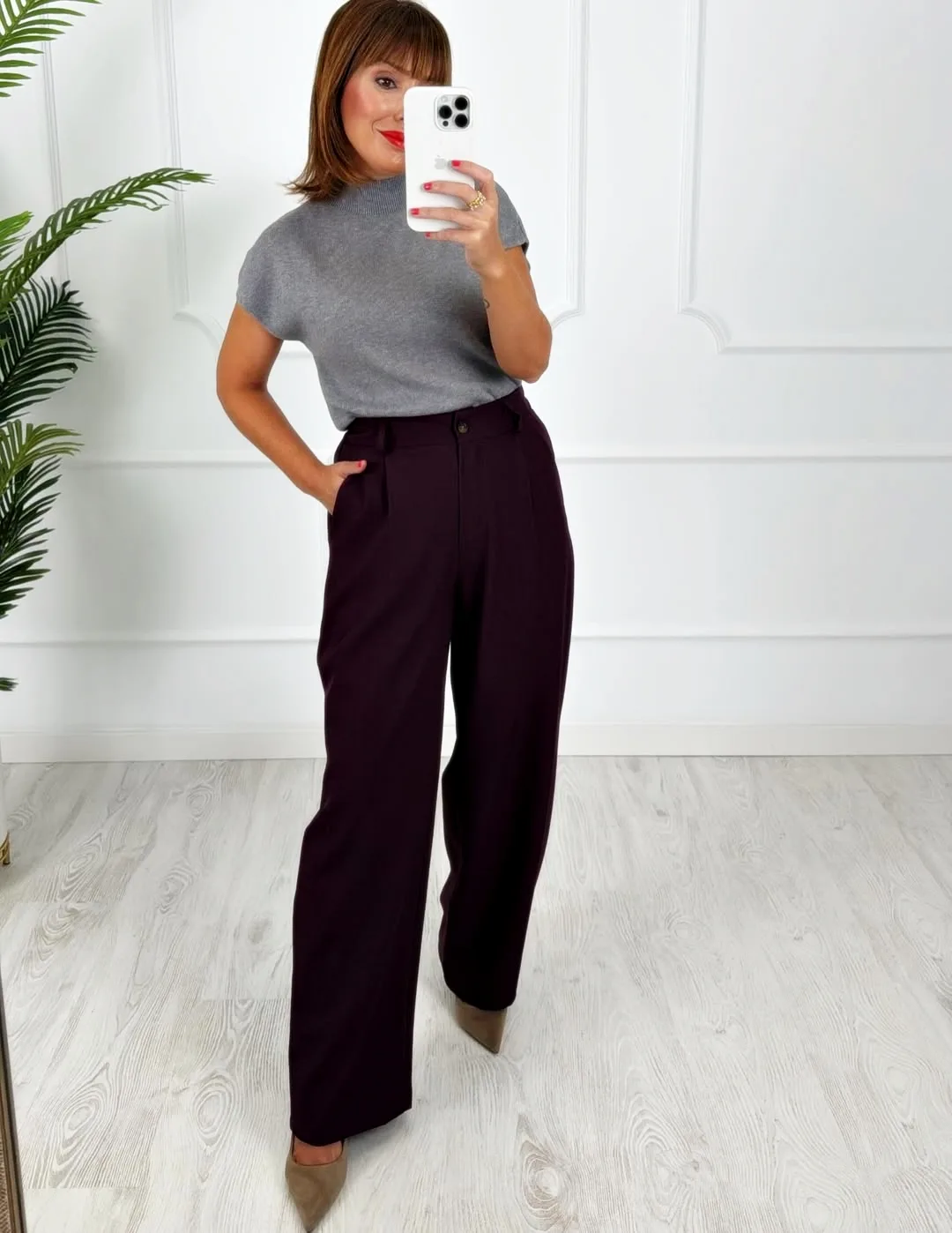 Pantalón pinza berenjena - Imagen 3