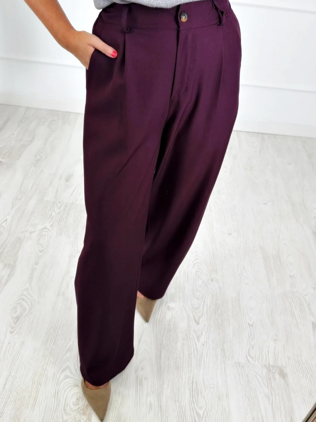 Pantalón pinza berenjena - Imagen 4