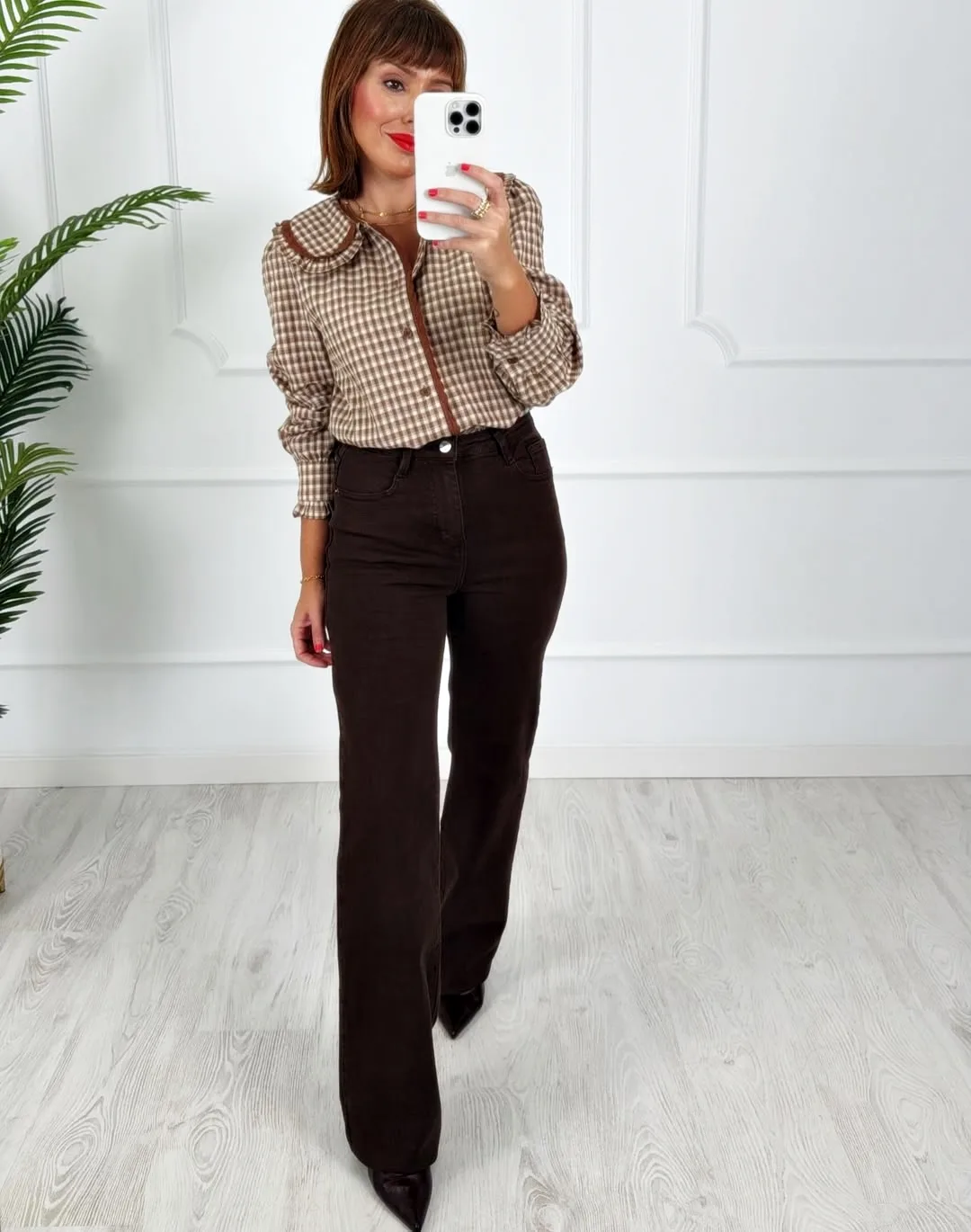 Pantalón denim wide chocolate