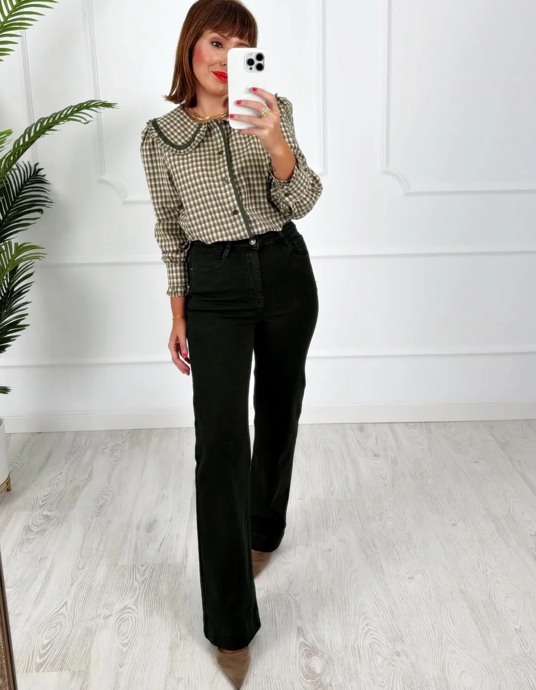 Pantalón denim wide verde - Imagen 2