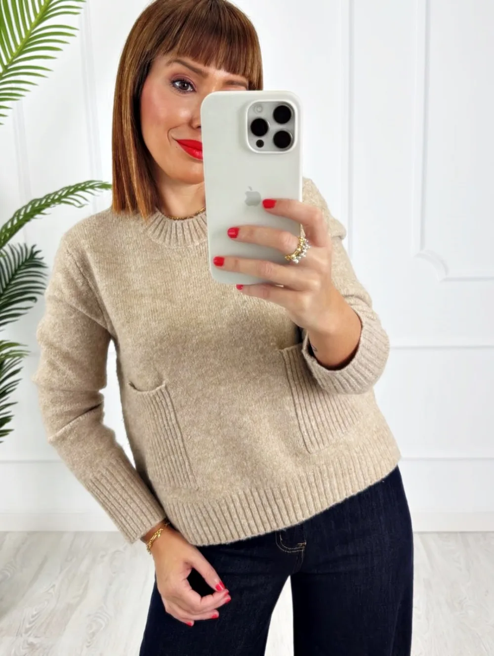 Jersey bolsillos beige