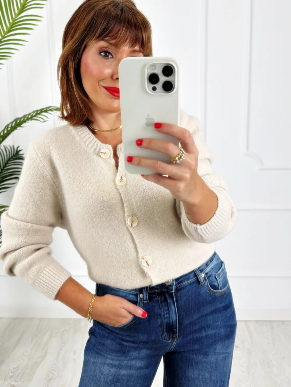 Chaqueta botones beige