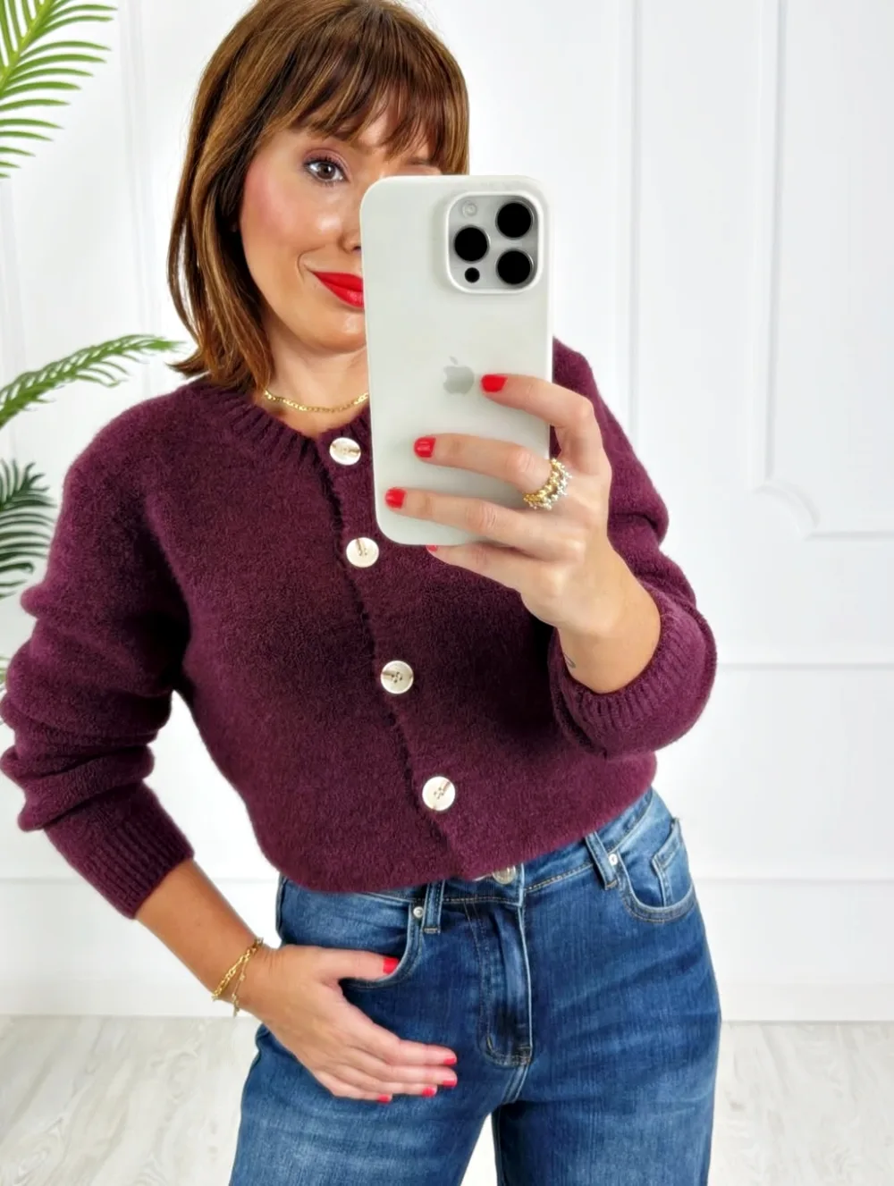 Chaqueta botones berenjena
