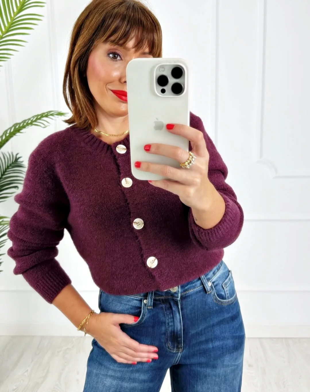 Chaqueta botones berenjena
