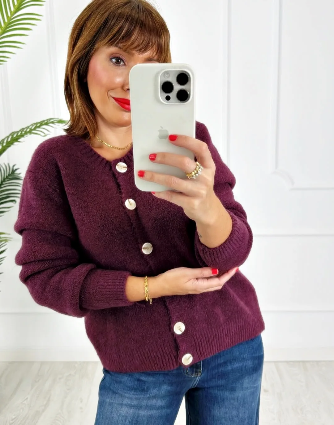 Chaqueta botones berenjena - Imagen 3