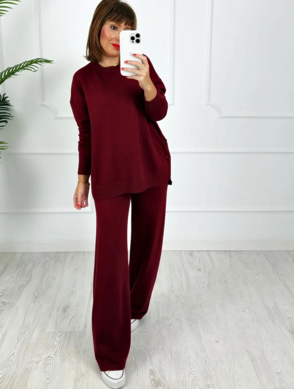 Conjunto punto botones granate