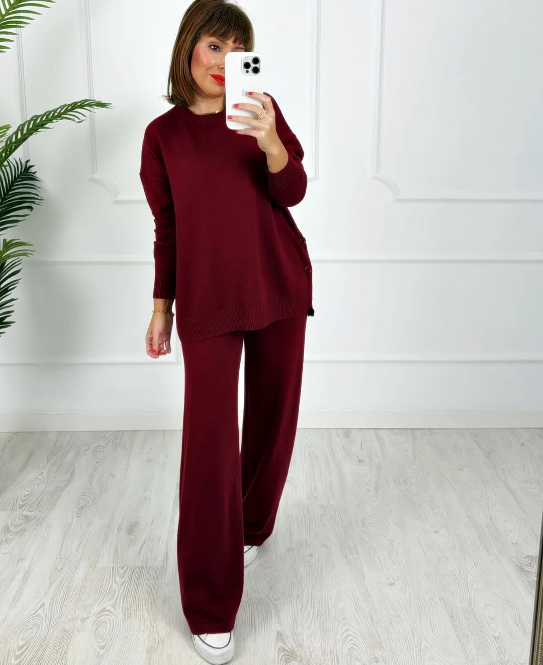 Conjunto punto botones granate