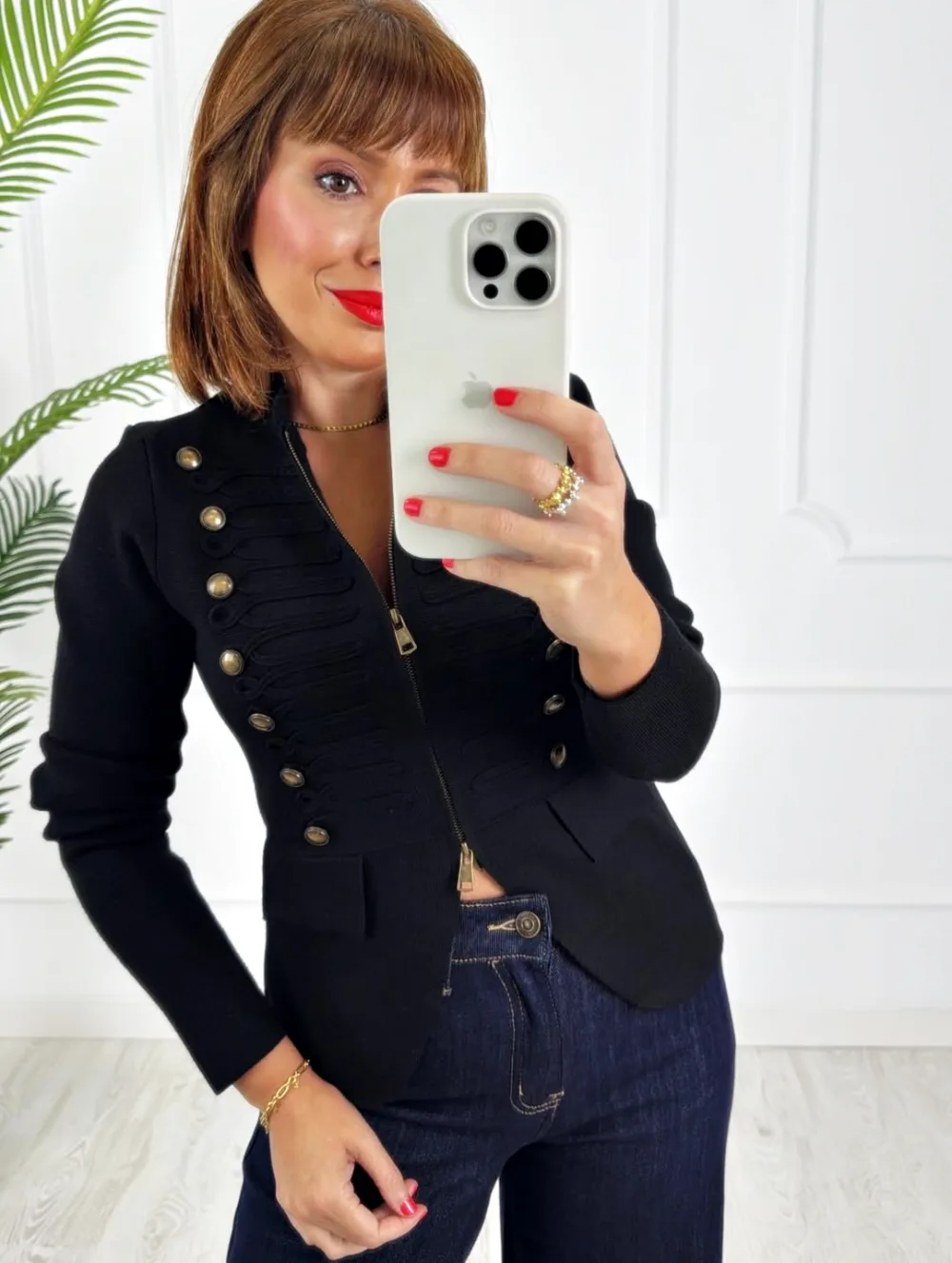 Chaqueta militar negra