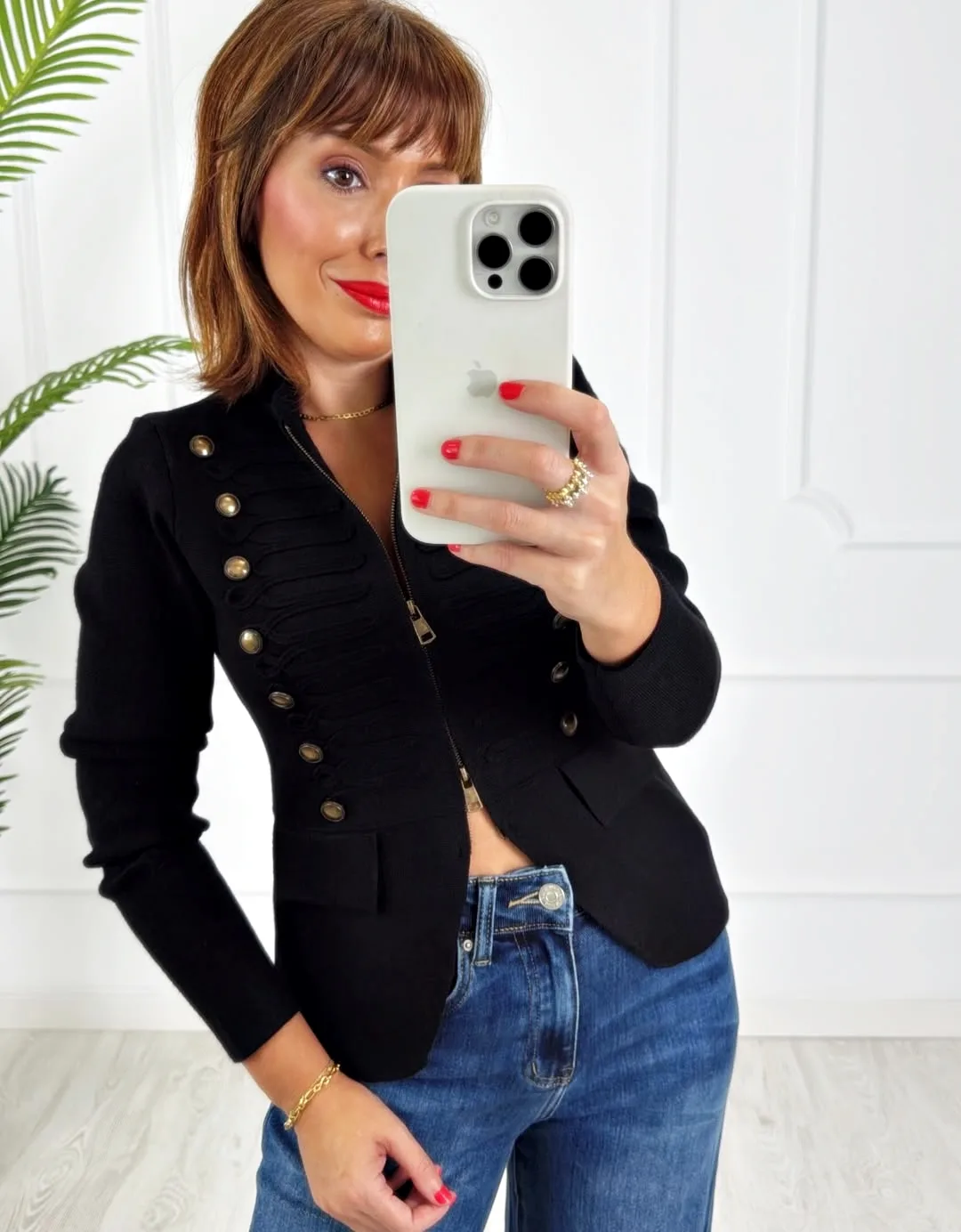 Chaqueta militar negra