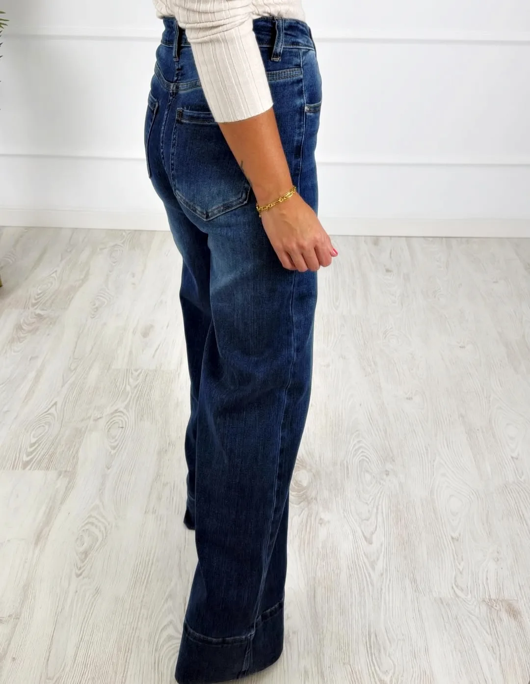 Pantalón palazzo denim medio - Imagen 3