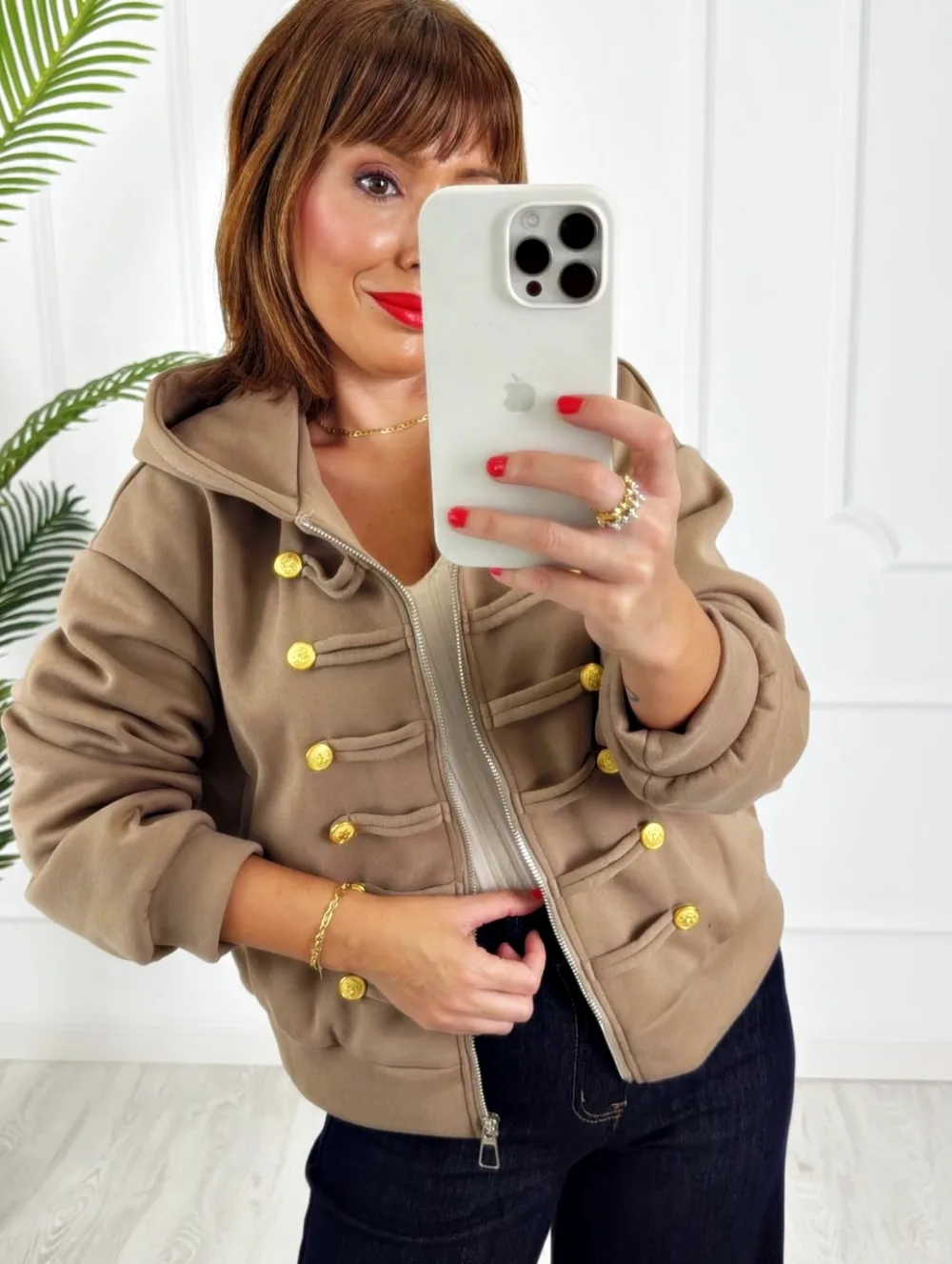 Sudadera bomber militar taupe